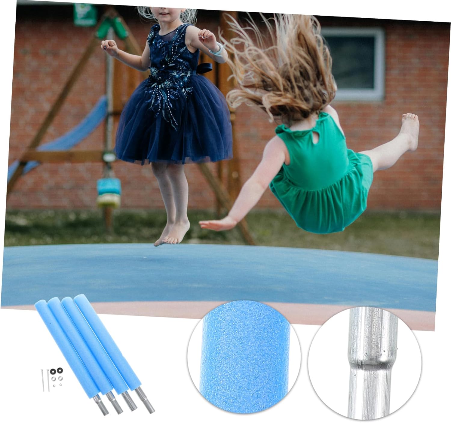 SUPVOX Trampoline Replacement Poles with Ground Stakes Durable Tube Fittings Easy Installation Compatible with Various Trampoline Brands Practical Accessories for Safety and Stability