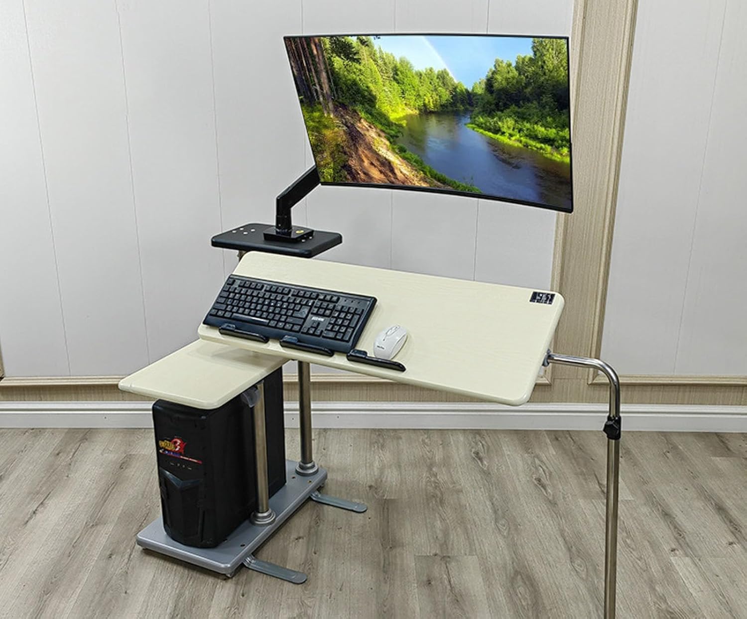 Convertisseur de bureau debout, bras mécanique de suspension pour ordinateur, support de moniteur ergonomique, facile à régler, design à double usage