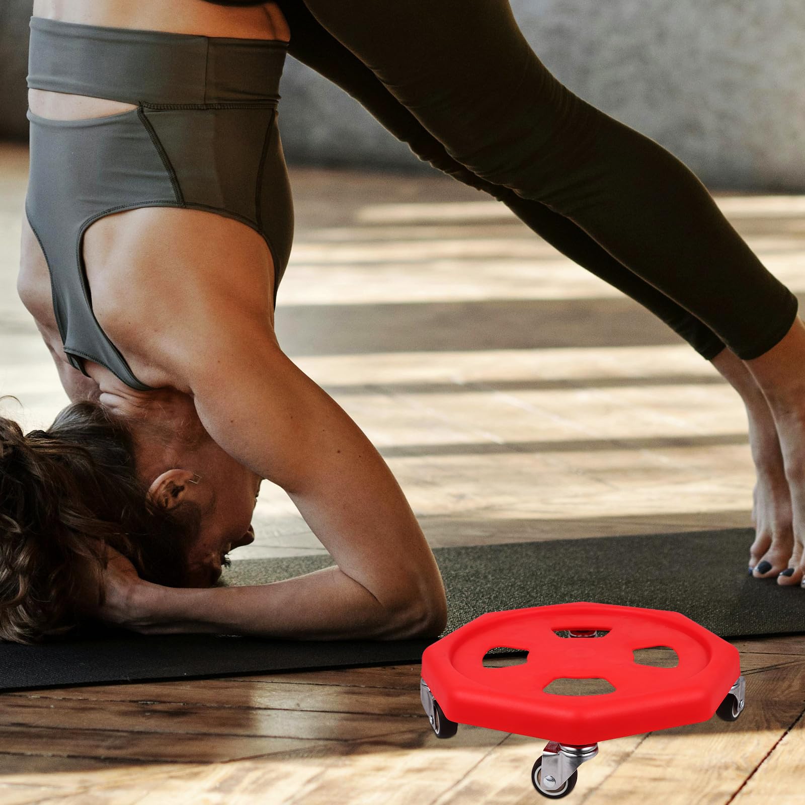 Healifty Disco para Entrenamiento, Placa Deslizante de Fitness, Disco de Entrenamiento Abdominal, PP, Rojo, Portátil, con Almohadilla para Rodilla y Cojín, para Ejercicio en Casa