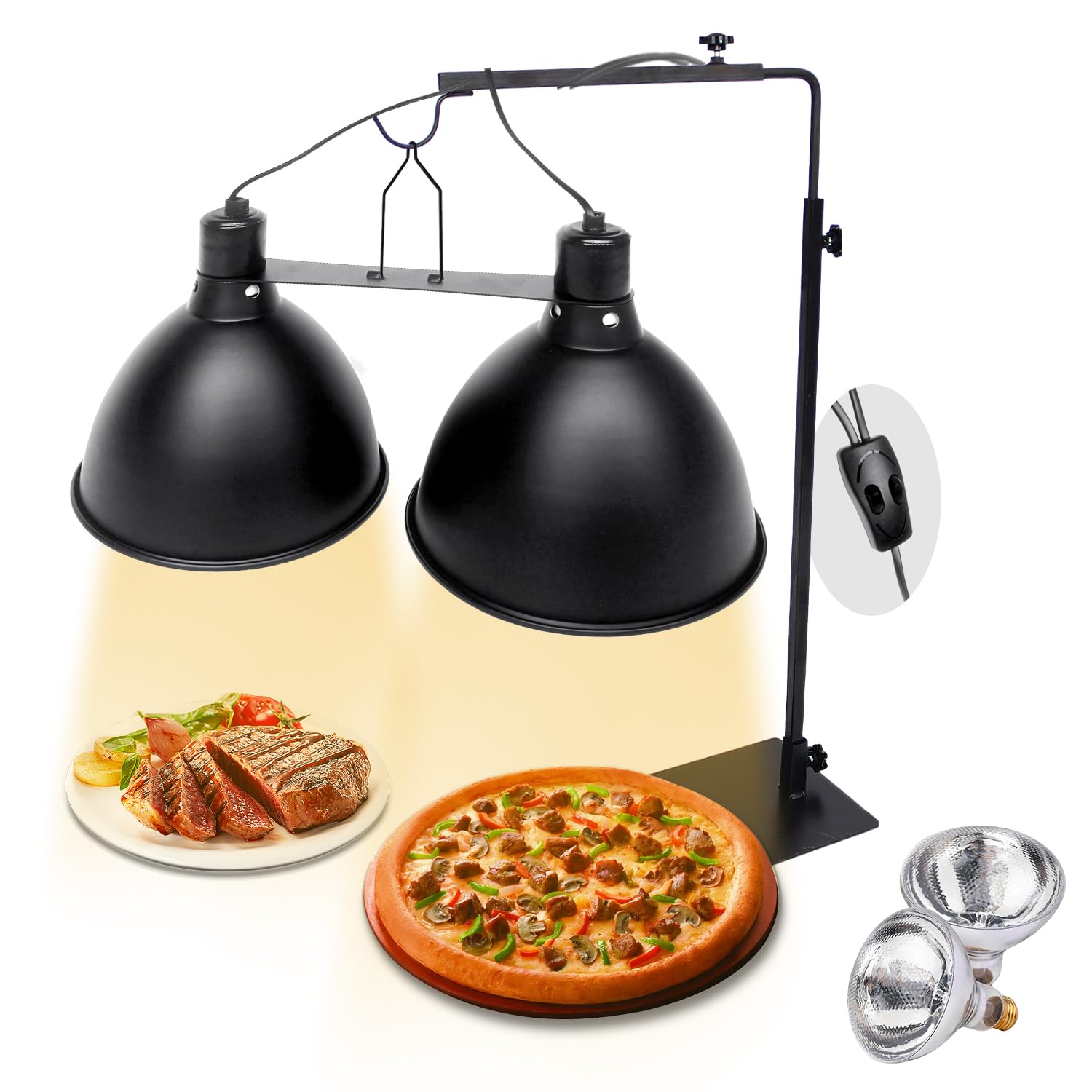 DUEBEL Dual Head Food Heat Lamp, Catering Food Warmers, Pretzel Warmer, Commercial Food Warmer for Buffet, Catering, Restaurant, Parties, Holidays and Entertaining, Concession Stand Supplies