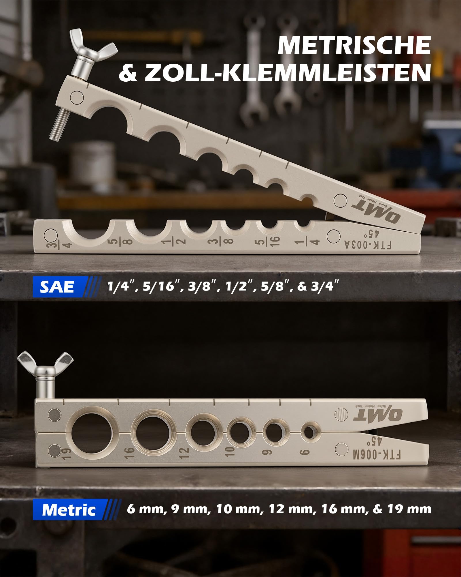 Orion Motor Tech HVAC Bördelgerät-Set, Magnetische Höhenbegrenzung 1/4"-3/4" & 6-19 mm Rohr-Bördelwerkzeug für 45° Exzentrische Einzelbördel, Set mit Rohrabschneider & Entgrater