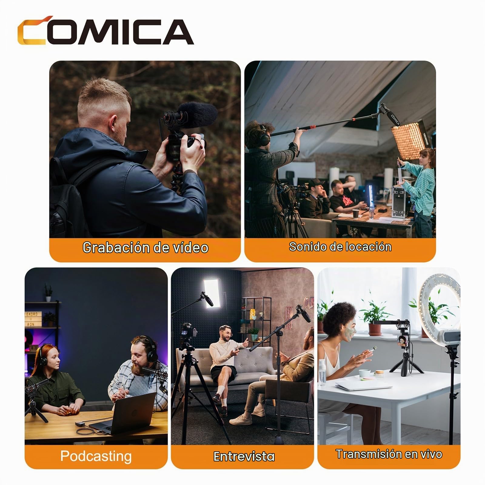 COMICA VM40 Combo Micrófono de Escopeta inalámbrica,2.4G Super Cardioid Polar Pattern,48kHz/32 bits Float Recording,Modos duales con Cable/inalámbricos,micrófono de grabación a Bordo de 32g