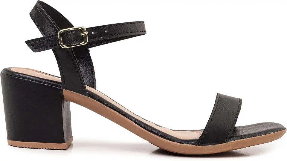 Sandália Feminina com Salto Bloco Baixo, Médio, 5 cm, Tira Fina, Nude Rosado, Branca, Preta, Macia Leve, Confortável
