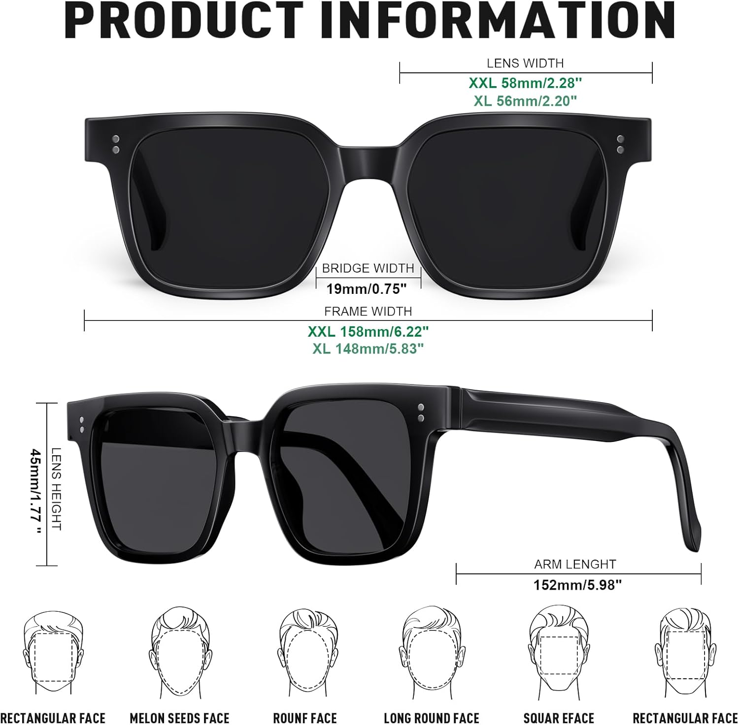 SKYOAK Premium 158MM Large Polarized Sunglasses for Men Women, 2 Pack XXL TR Frame Trendy Sun Glasses Outdoor with UV400 - Image 6