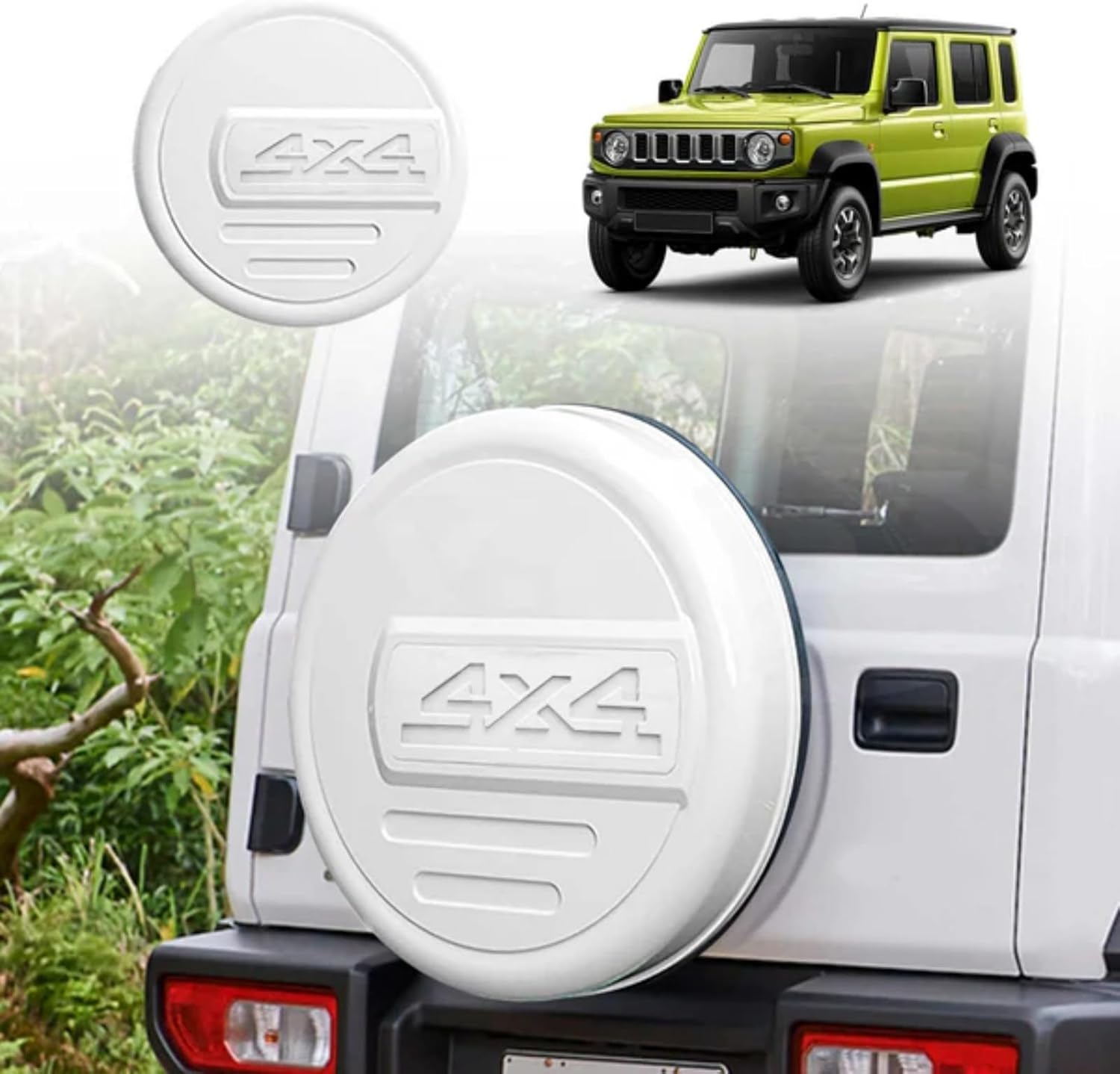 1円〜】スペアタイヤカバー アルミ製 パールホワイト ジムニー