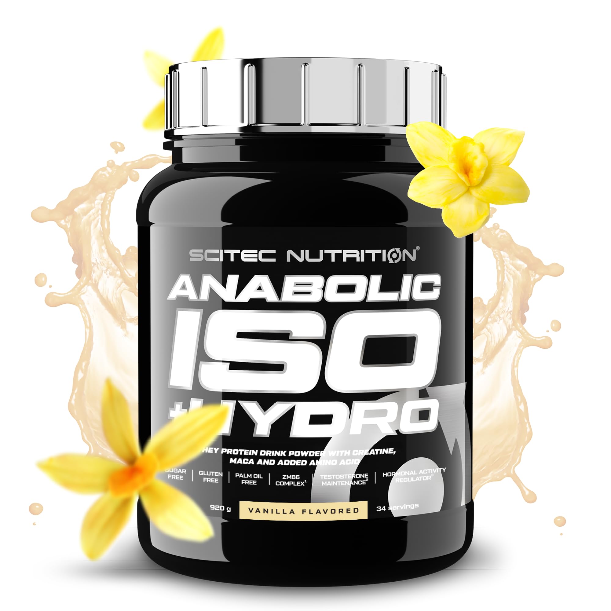 Scitec Nutrition Anabolic Iso+Hydro - Mezcla de proteína de suero - con creatina Maca y aminoácidos - Complejo ZMB6 para el mantenimiento de la testosterona, 920 g, Vainilla