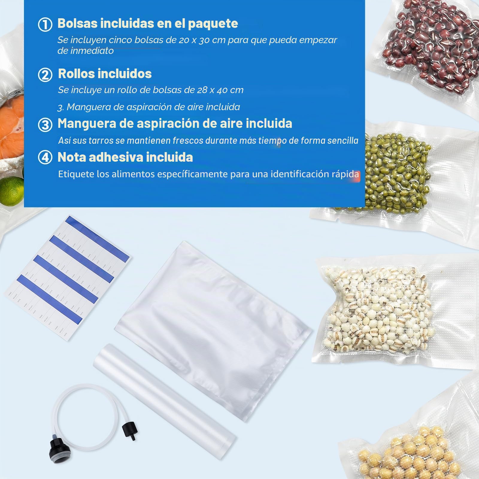 INKBIRD Máquina de envasado al vacío, aparatos de soldadura para alimentos con modo seco/húmedo/líquido, bomba doble, 20 l/min, silenciador, cortador de papel, rodillos y bolsa incluidos en la entrega