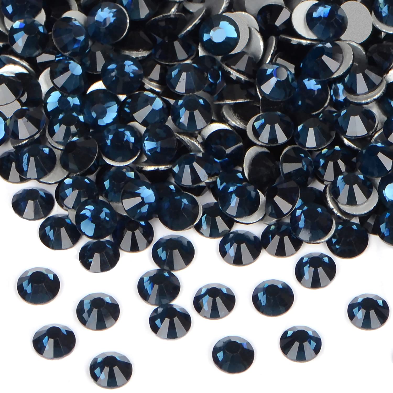 2880PCS Art Nail Rhinestones Non Hotfix Glue Fix Round Crystals Glass Flatback for DIY Jewelry Making with one Picking Pen (ss3 2880pcs, Montana)