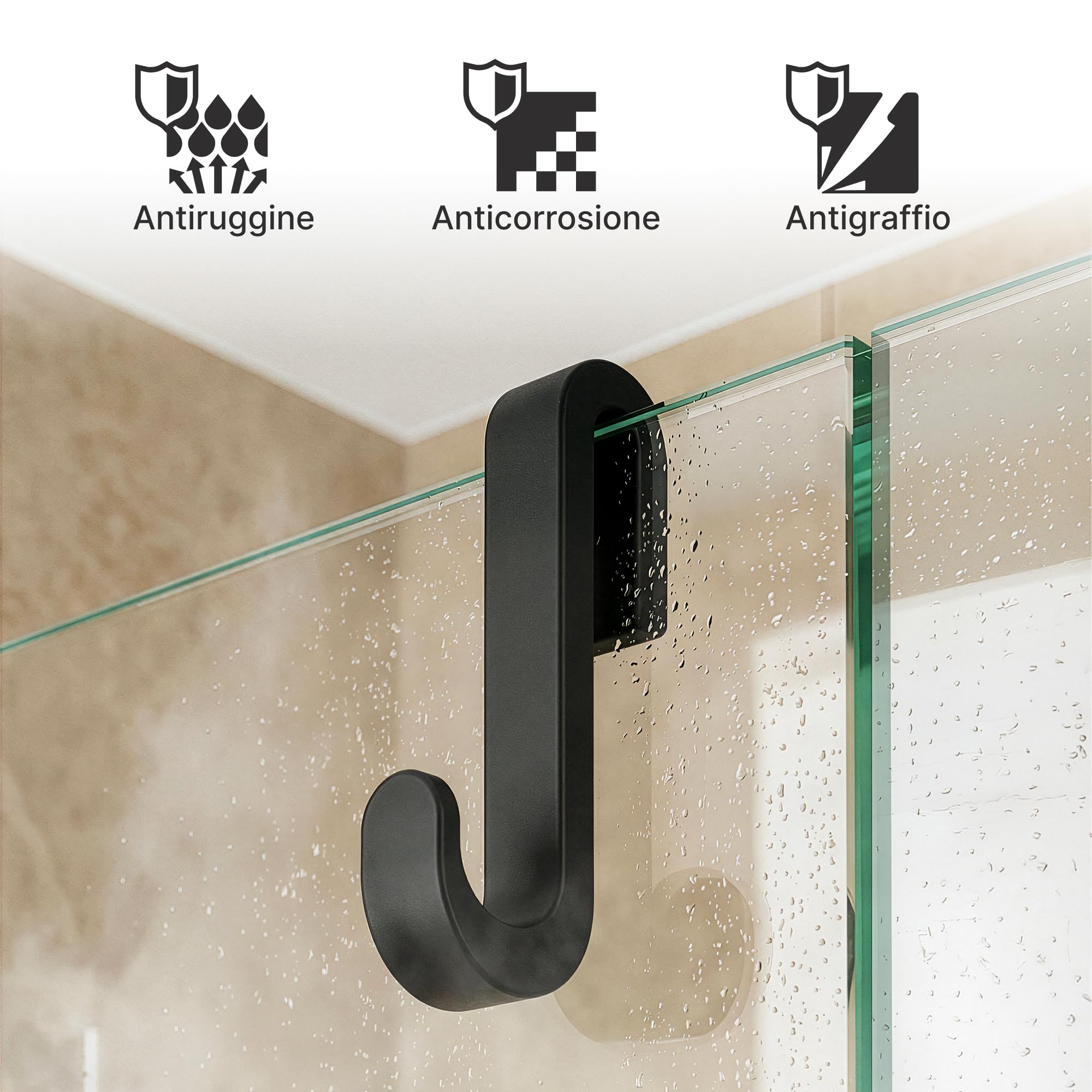 Minismus Ganci Appendi Accappatoio Bagno, Ganci in Silicone da Appendere per Porte Doccia in Vetro Senza Telaio, Appendi Accappatoio Bagno per Asciugamani e Accappatoi, Set da 2