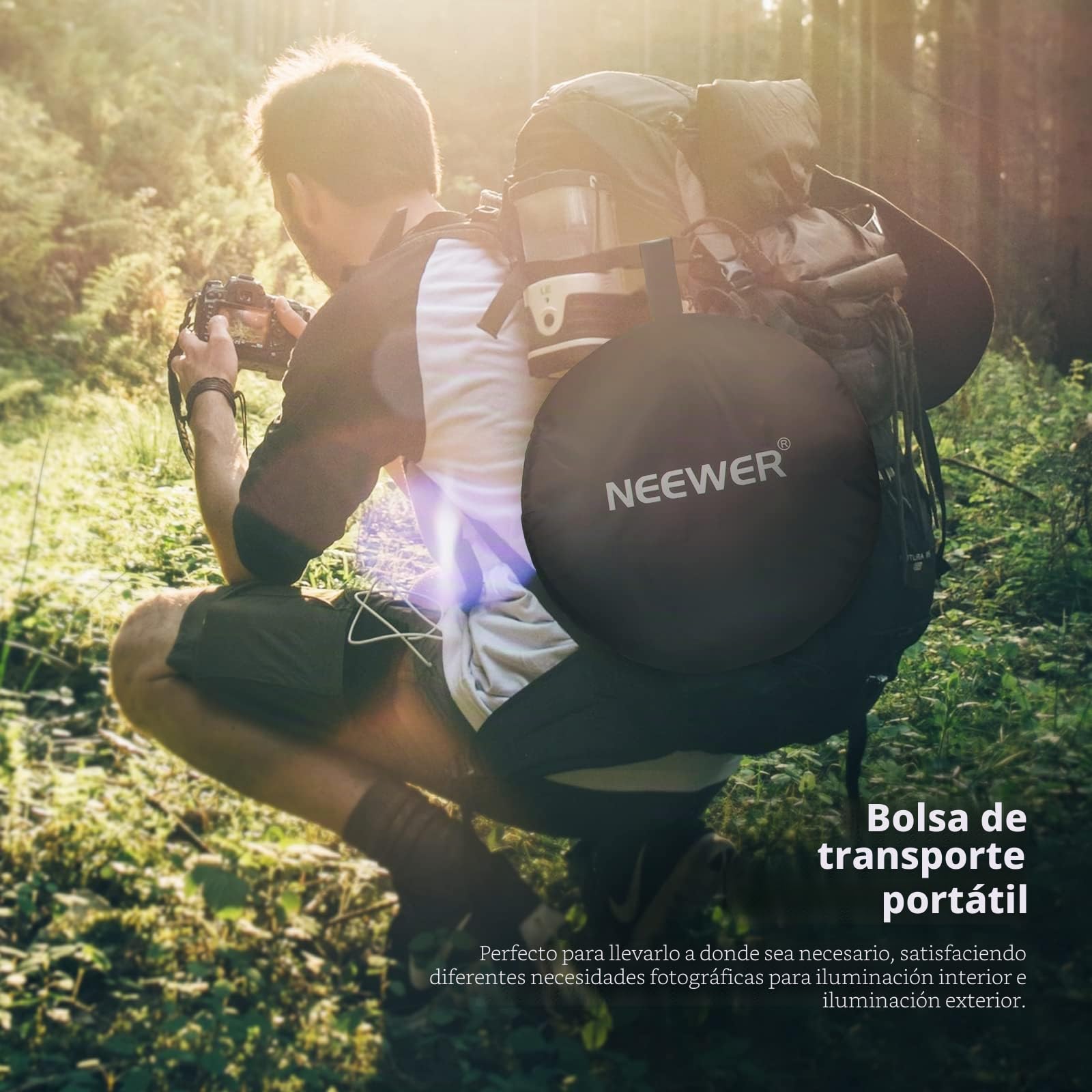 Neewer 5-in-1 Reflector de luz professional, plegable multi discos ovalado (80 x 120 cm) translúcido, plateado, negro, dorado y blanco