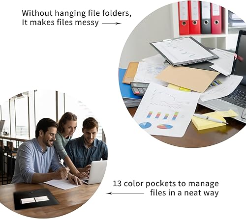 Miniatura 5 de Yunlism Paquete de 4 carpetas colgantes de plástico, gran capacidad, innovador organizador de archivos de acordeón con gancho retráctil, pestañas