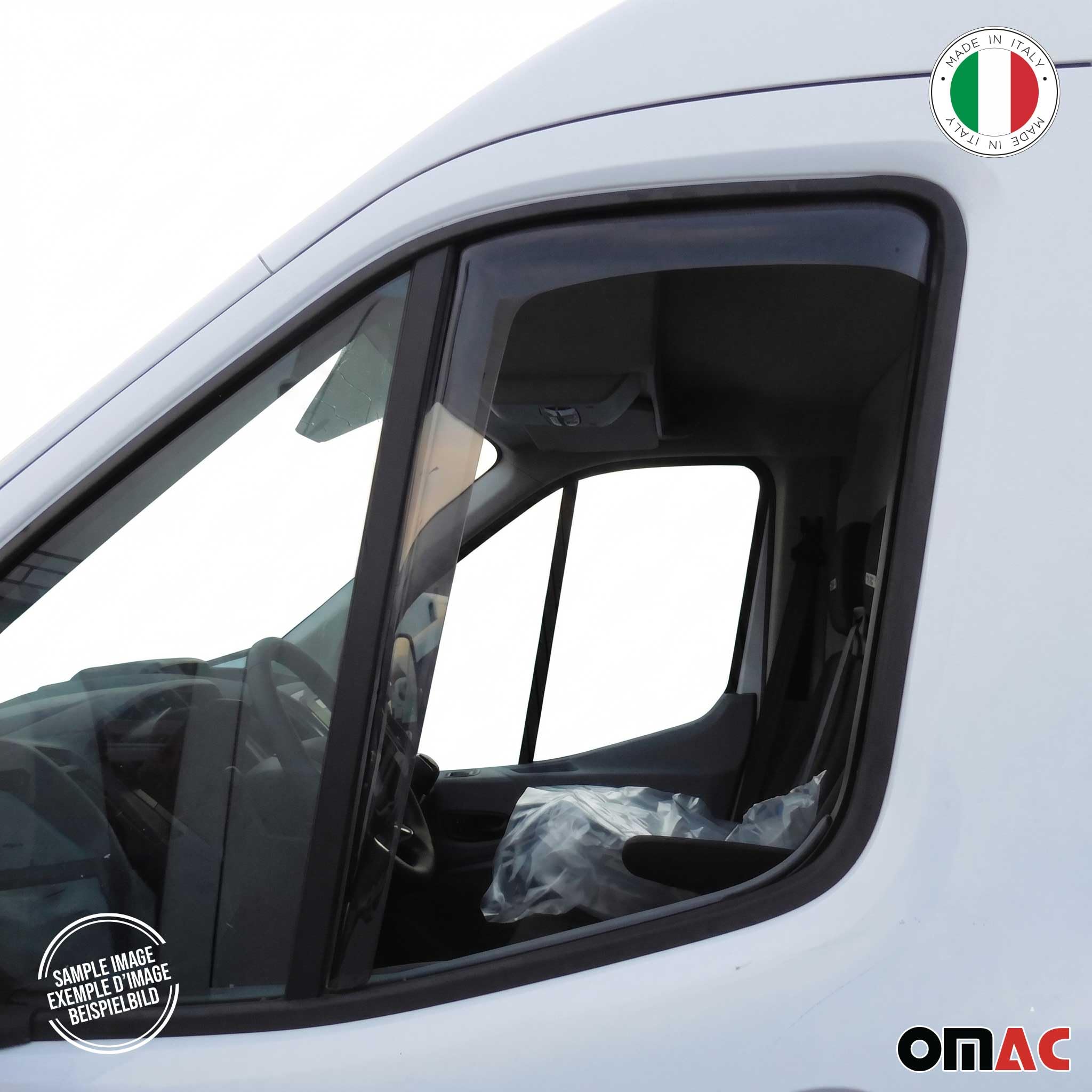 OMAC Windabweiser Regenabweiser kompatibel mit Ford Transit 2014-2025 Dunkel Acryl 2tlg