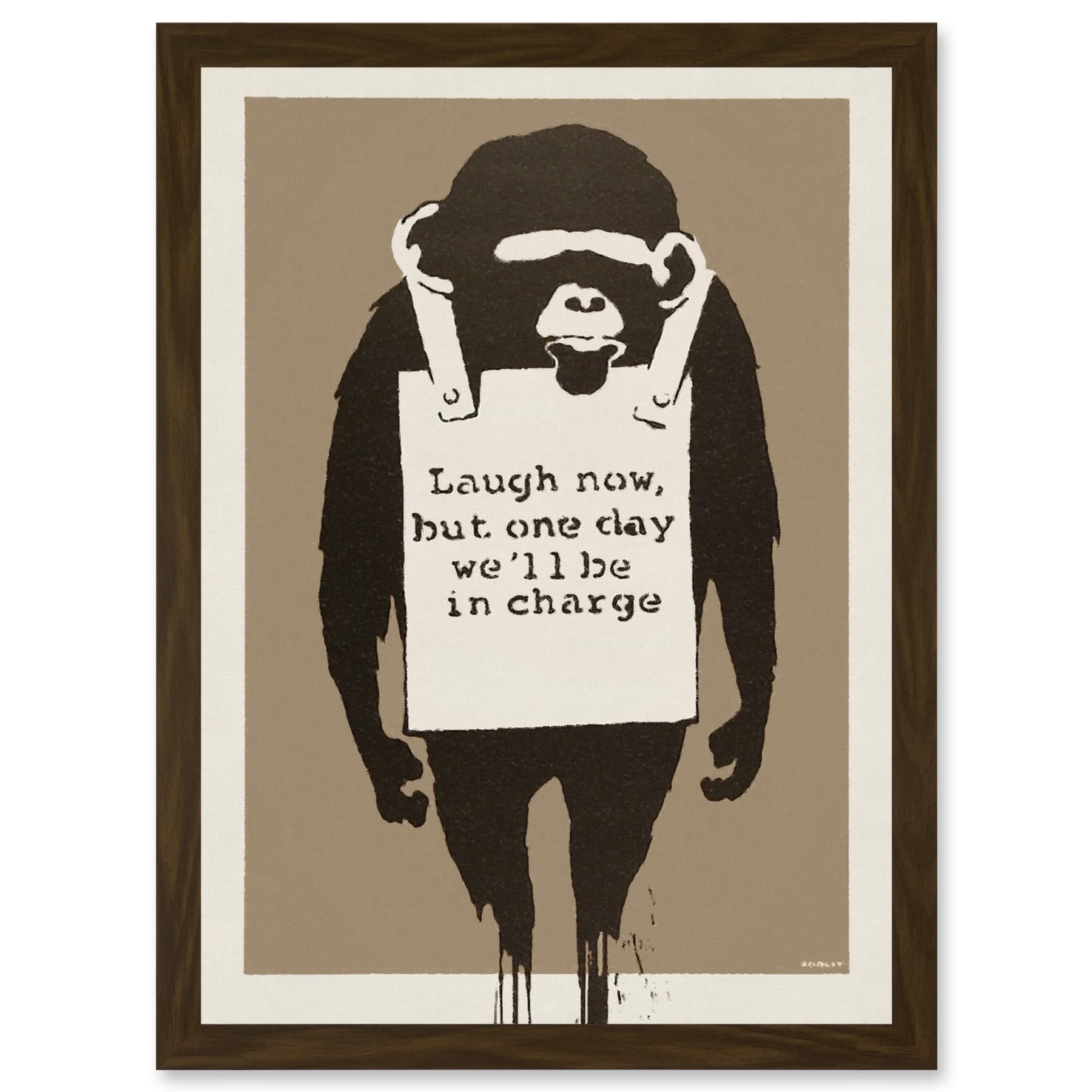 Artery8 Banksy Laugh Now Graffiti Street Mural Ape Artwork Framed Wall Art Print A4