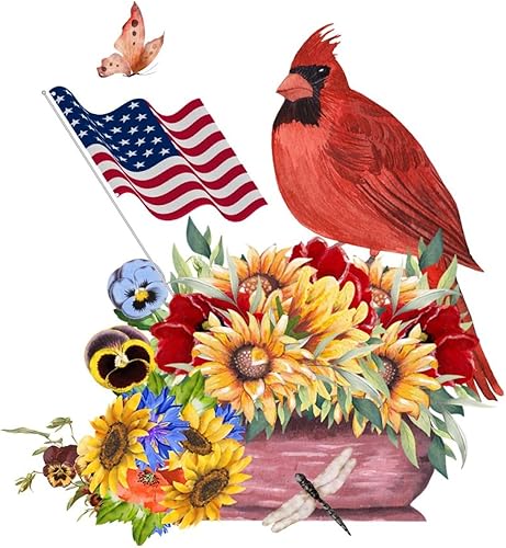 Miniatura 1 de Cuaderno patriótico de cardenales de girasol, decoración del hogar, calcomanía de pared, diseño de flores, pájaros, mariposas, bandera