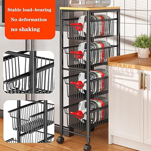 Miniatura 5 de 4 Tier Fruit Basket, Rotating Storage Rack, Kitchen Organization Basket Rack For Vegetable Potato Onion Produce Snack, With Rolling Wheels For