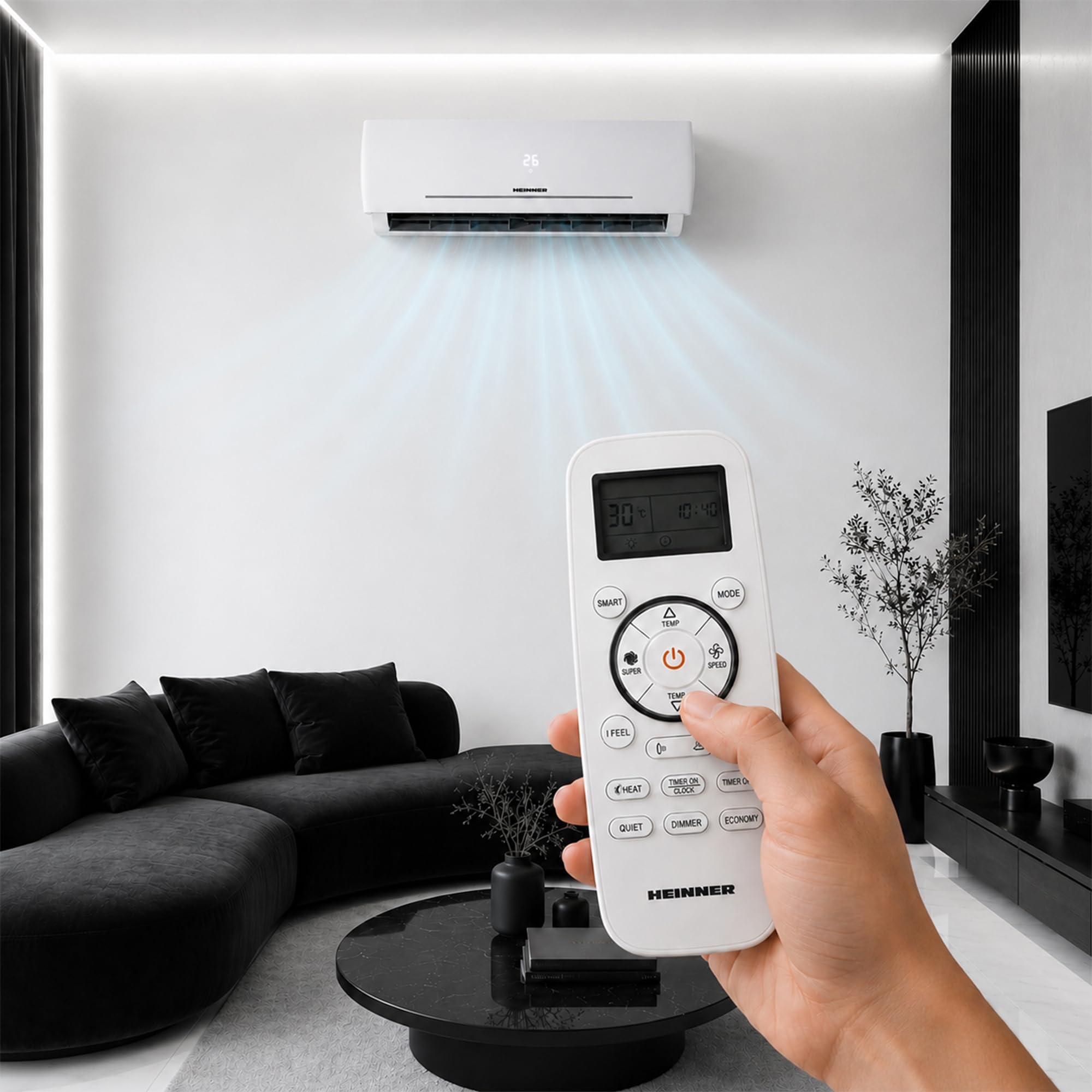 HACMS Multisplit Klimaanlage Split 24000 BTU Set mit 3 Innengeräten (2x 9000 + 1x 12000 BTU) – Inverter Klimagerät mit Wärmepumpe – Heizen & Kühlen – A++ – R32 – Leise Split Klimaanlage für 3 Räume