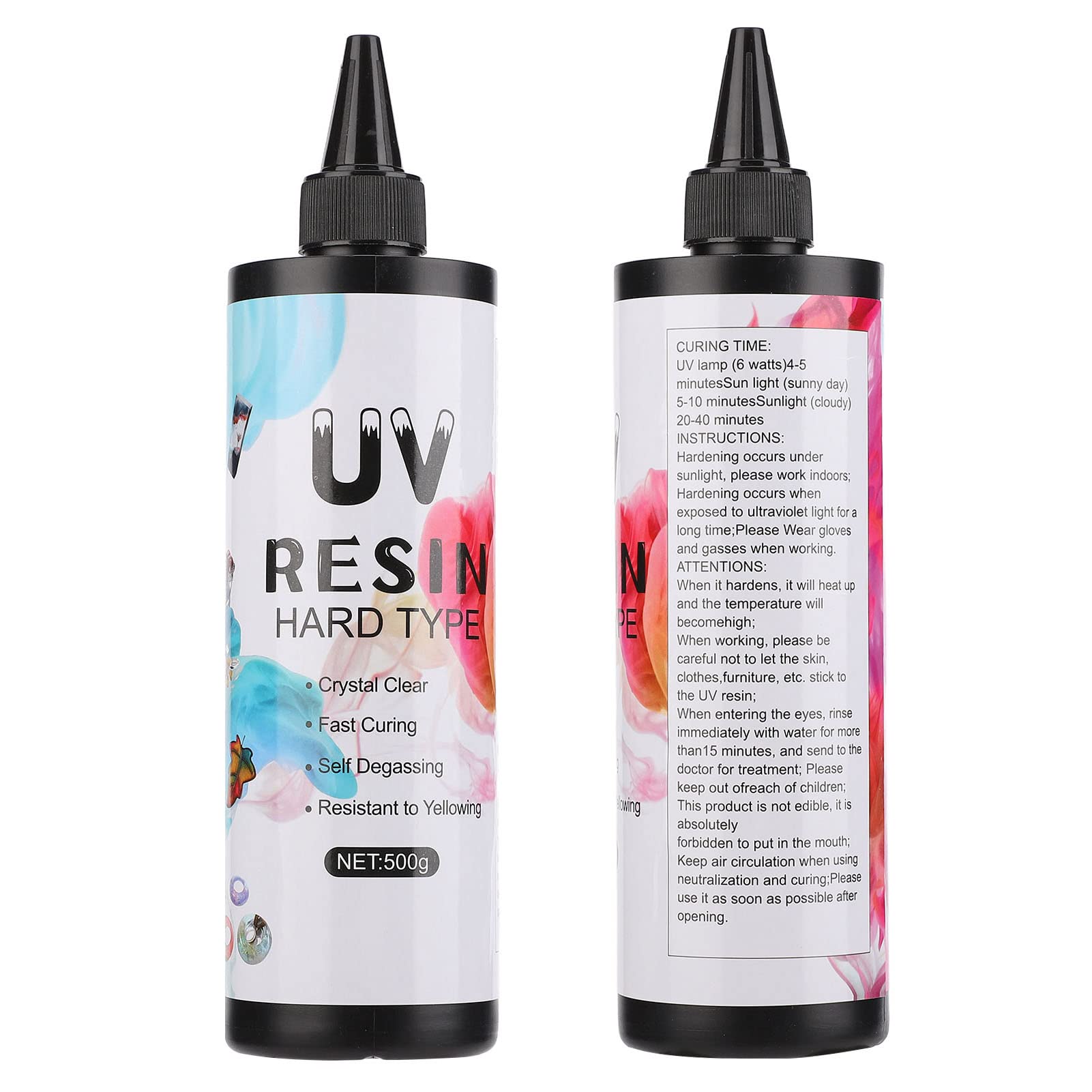 Resina UV de elaboración artesanal, adhesivo transparente para bricolaje, pegamento UV de curado rápido para decoraciones artesanales, resina de moldeo transparente y (500g)