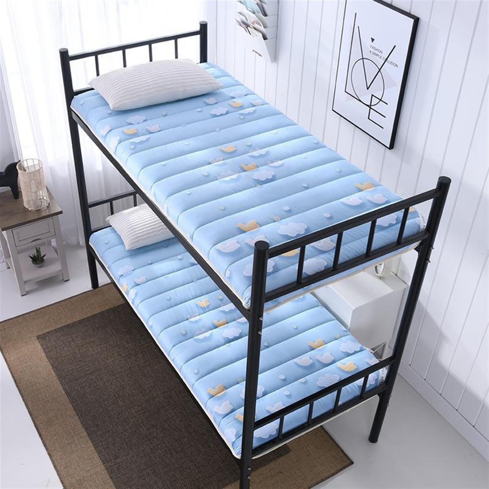 Colchón de Piso Grueso Colchón portátil Plegable Suave Futones japoneses Individuales Dobles, Colchoneta Enrollable de Tatami japonés Colchón Plegable (Color : A, Size : 100x200cm(39x79inch))