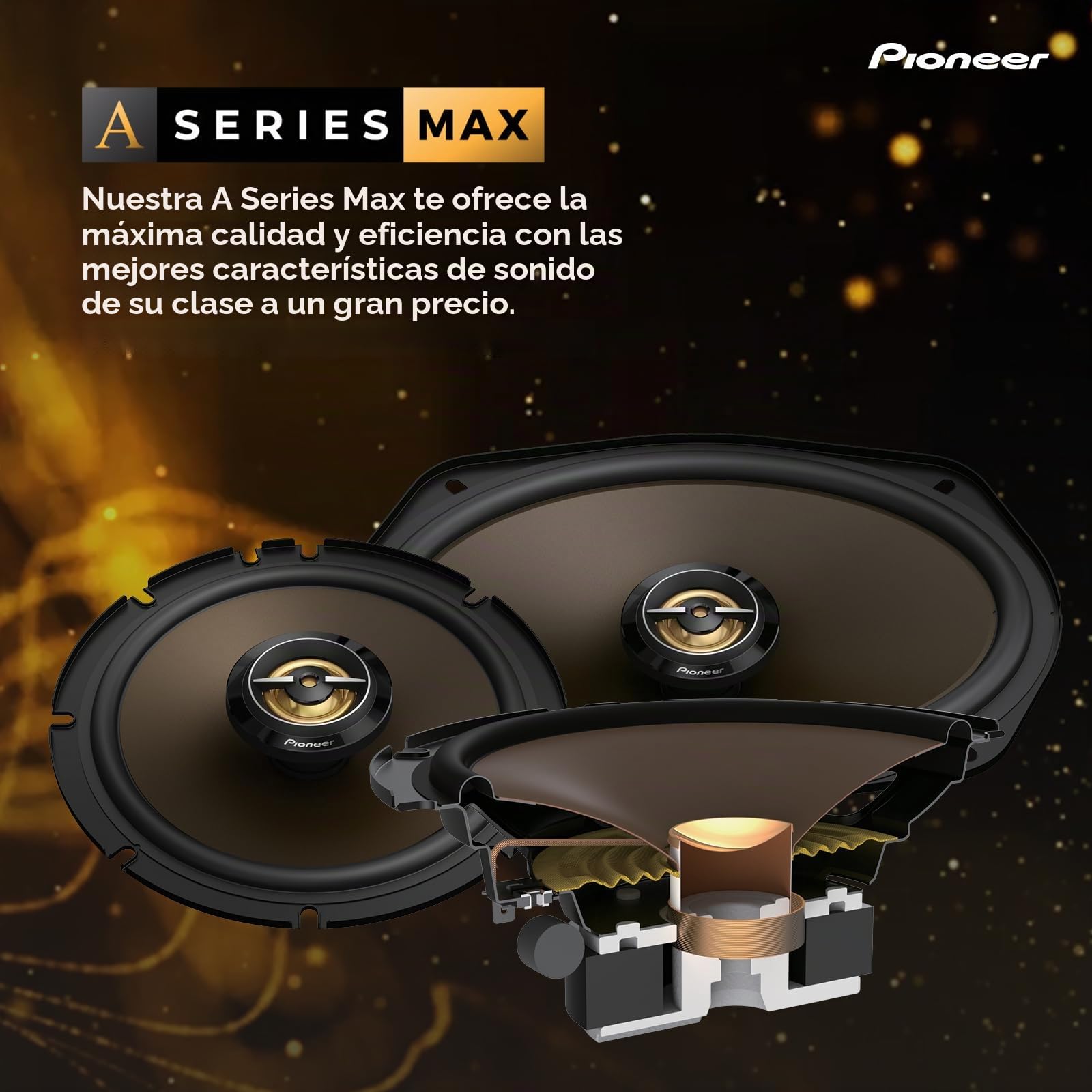 Pioneer A-Series MAX TS-A693CH, Altavoces de Audio para automóvil de 2 vías, Rango Completo, Calidad de Sonido Clara, fácil instalación y Respuesta de Graves Mejorada, Altavoces ovalados de 6 x 9