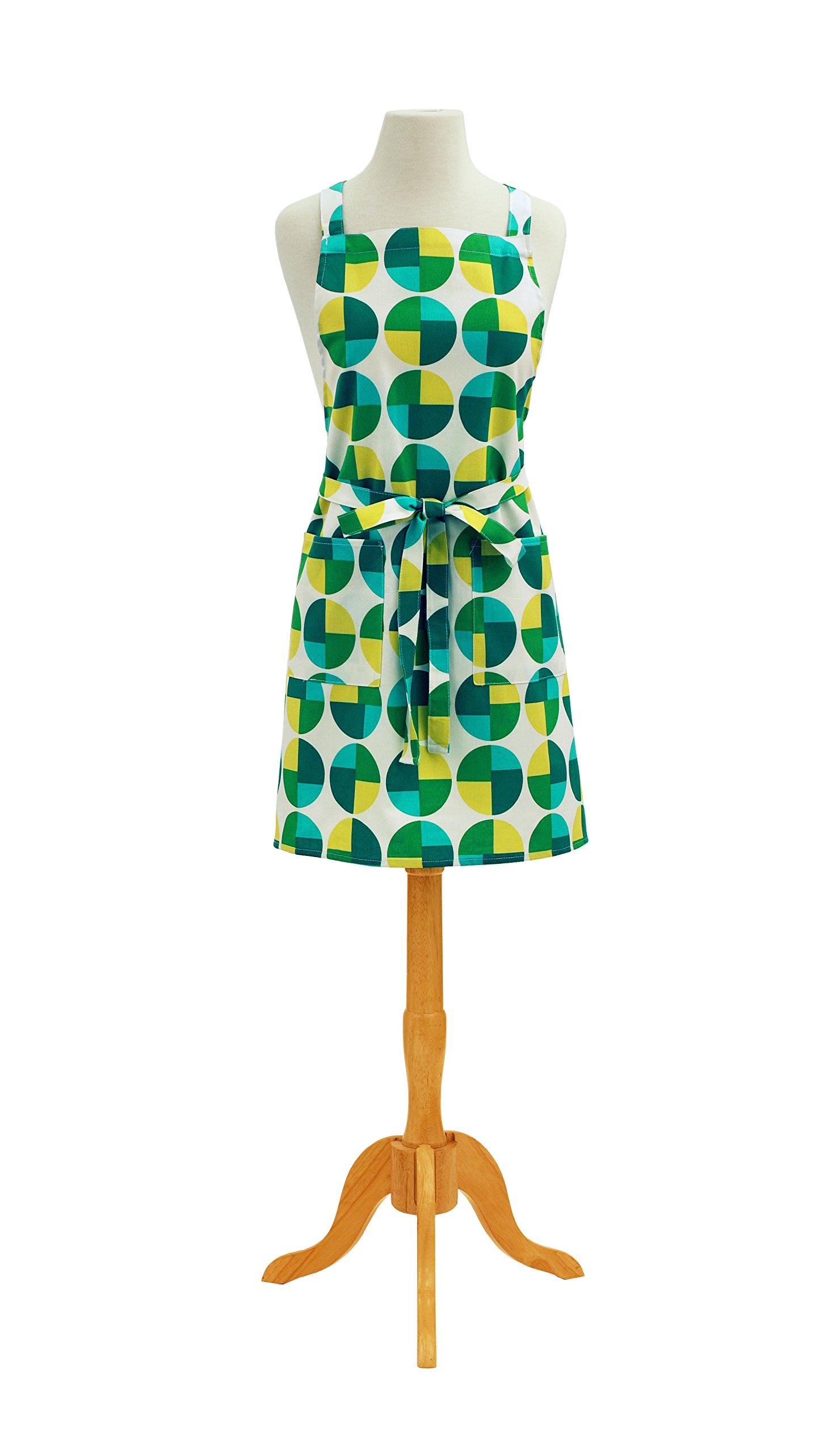 ASD Living Green Circles Retro Print Cotton Butcher's Apron