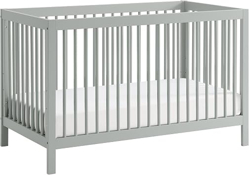 Oxford Baby Essentials Isl Size 4-in-1 Convertible Baby Crib with Round Spindles, Gray