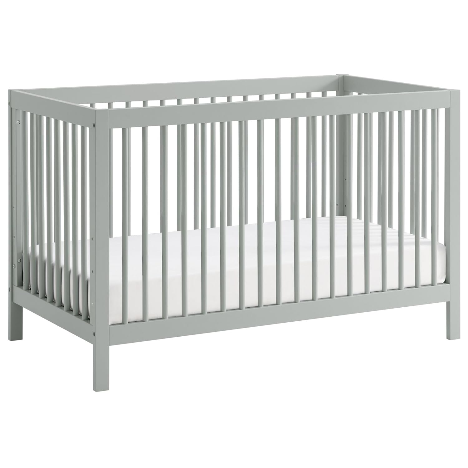 Oxford Baby Essentials Island Full Size 4-in-1 Convertible Baby Crib with Round Spindles, Gray
