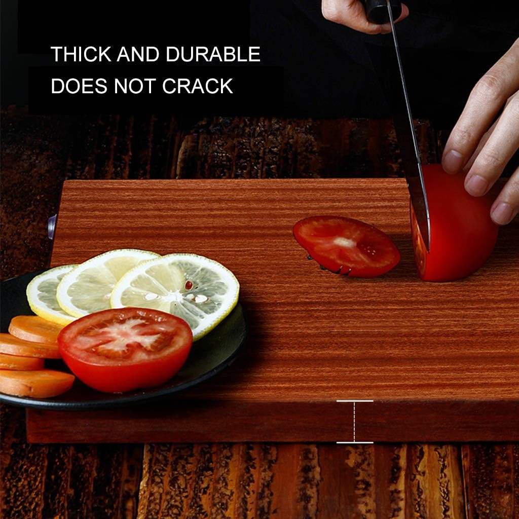 Ebony Chopping Board Double-Sided Solid Wood Kitchen Cutting Board Household Whole Wood Anti-Skid Rubber Mat With Big Handle Cutting Board For Vegetable Meat Little Surp
