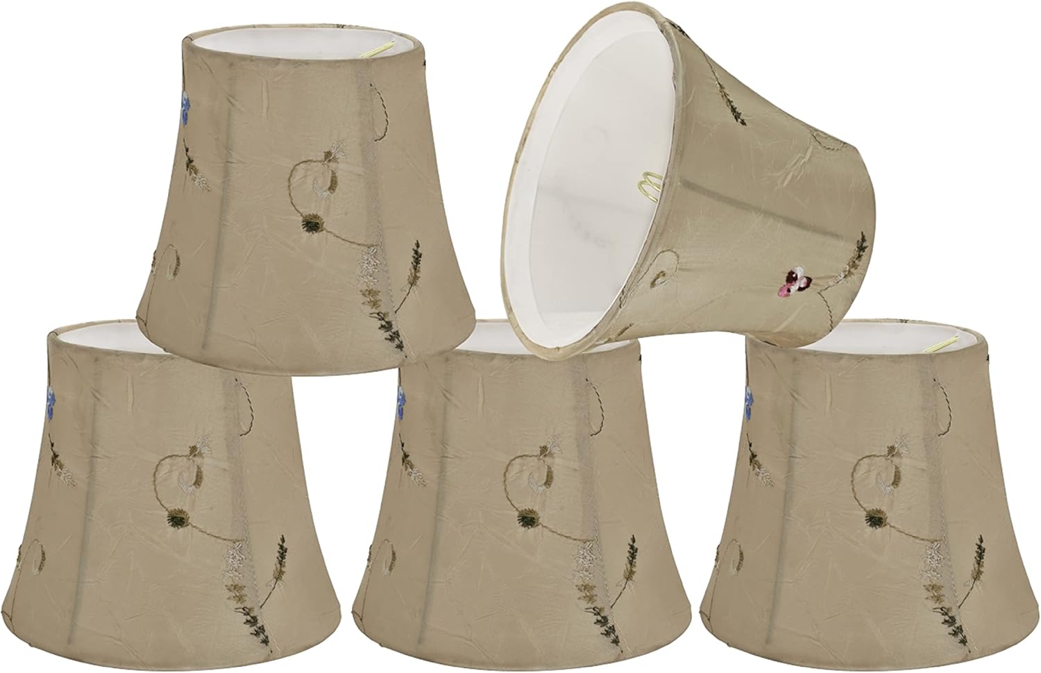 Aspen Creative 30393-5A, Bell Clip-On Chandelier Lamp Shade, Gold, 4" Top x 6" Bottom x 5" Slant Height, Set of 5