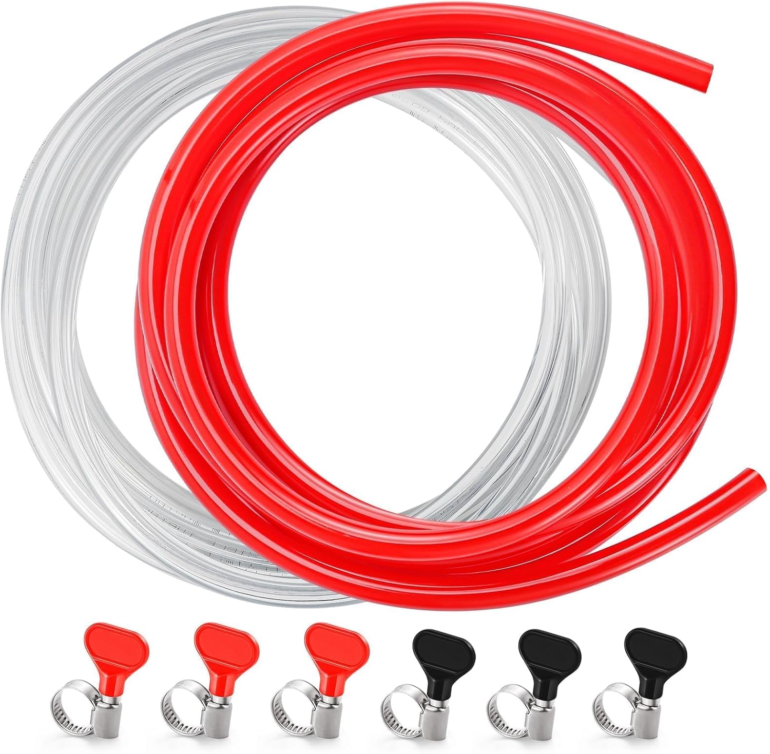 Kit de Líneas Dobles de Gas CO2 para Kegerator de Cerveza de 10 Pies, Tubería de Líneas de Cerveza de Barril ID 316″ y Manguera de Gas CO2 ID 516″,