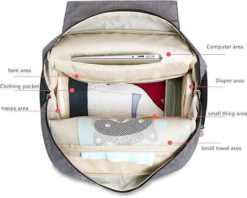 Miniatura 5 de CFUN LANDUO Bolsa de pañales de momia mochila duradera para bebé de maternidad pañal casual bolsas de hombro viajes senderismo paquete al aire