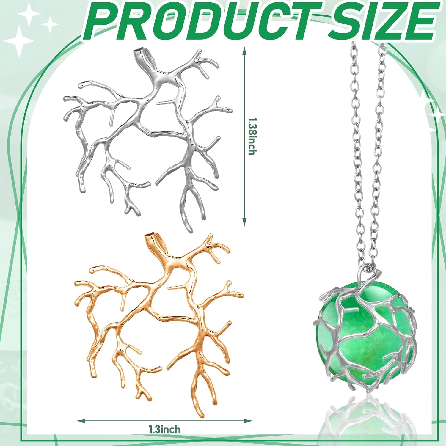 Hicarer 20 Pcs Pendant Trays for Jewelry Making Branch Shape Metal Claw Cage Pendant Holder Crystal Cage Necklace Open Bezels for DIY Necklace Jewelry Making Supplies - Image 2