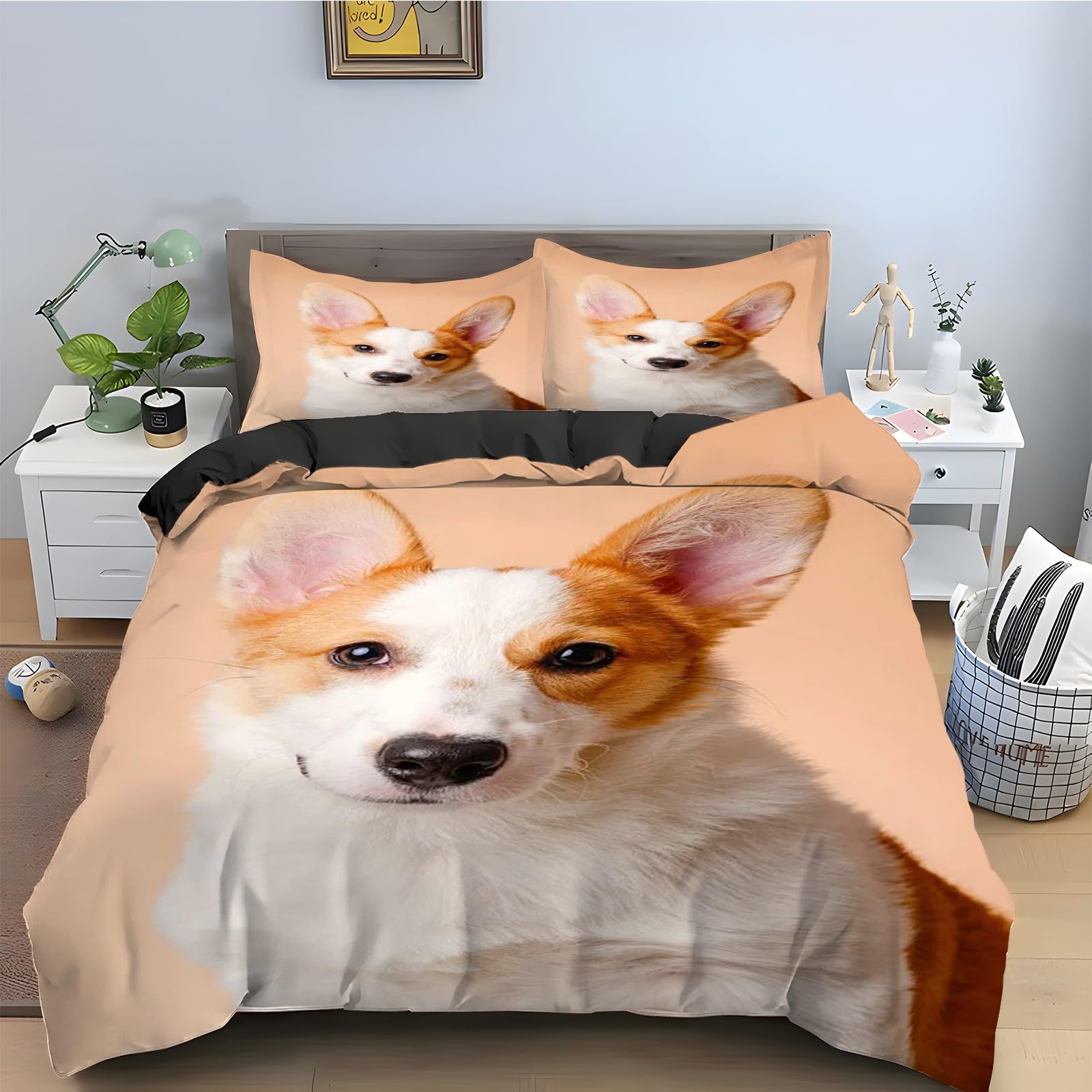 Housse de couette 160x200 Corgi, le cadeau idéal pour envelopper de tendresse les amoureux des chiens