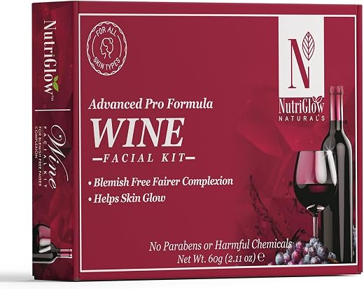 NutriGlow NATURAL'S Advanced Pro Formula Wine Facial Kit For Glowing Skin With Goodness Of Red Grape Extracts, Blemish Fre...