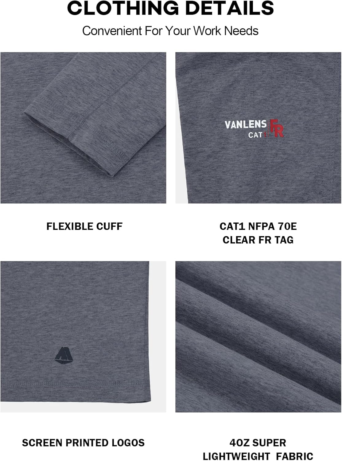 FR Shirts for Summer 4oz Lightweight Flame Resistant Base Layer CAT1 Fire Retardant Crew Shirt