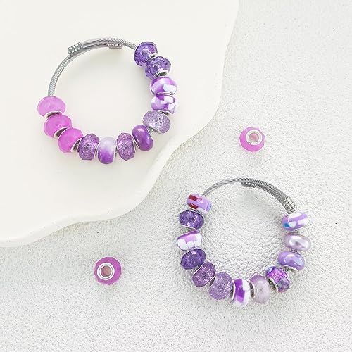 Vista 102 de Cuentas de agujero grande negro europeo para bolígrafos, 100 piezas surtidas de agujeros grandes de hadas, varita de jardín, cuentas espaciadoras