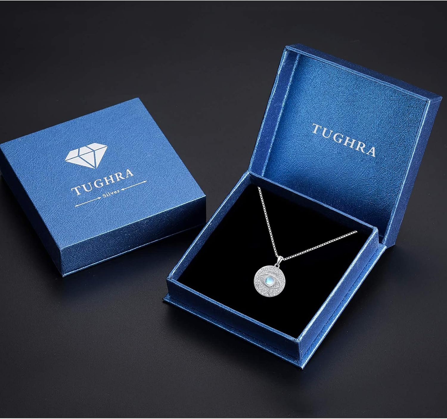 TUGHRA Evil Eye Necklace S925 Sterling Silver Evil Eye Pendant Necklaces Protection Jewelry Amulet Gift for Women Girls Boys Men Birthday Anniversary - Image 7