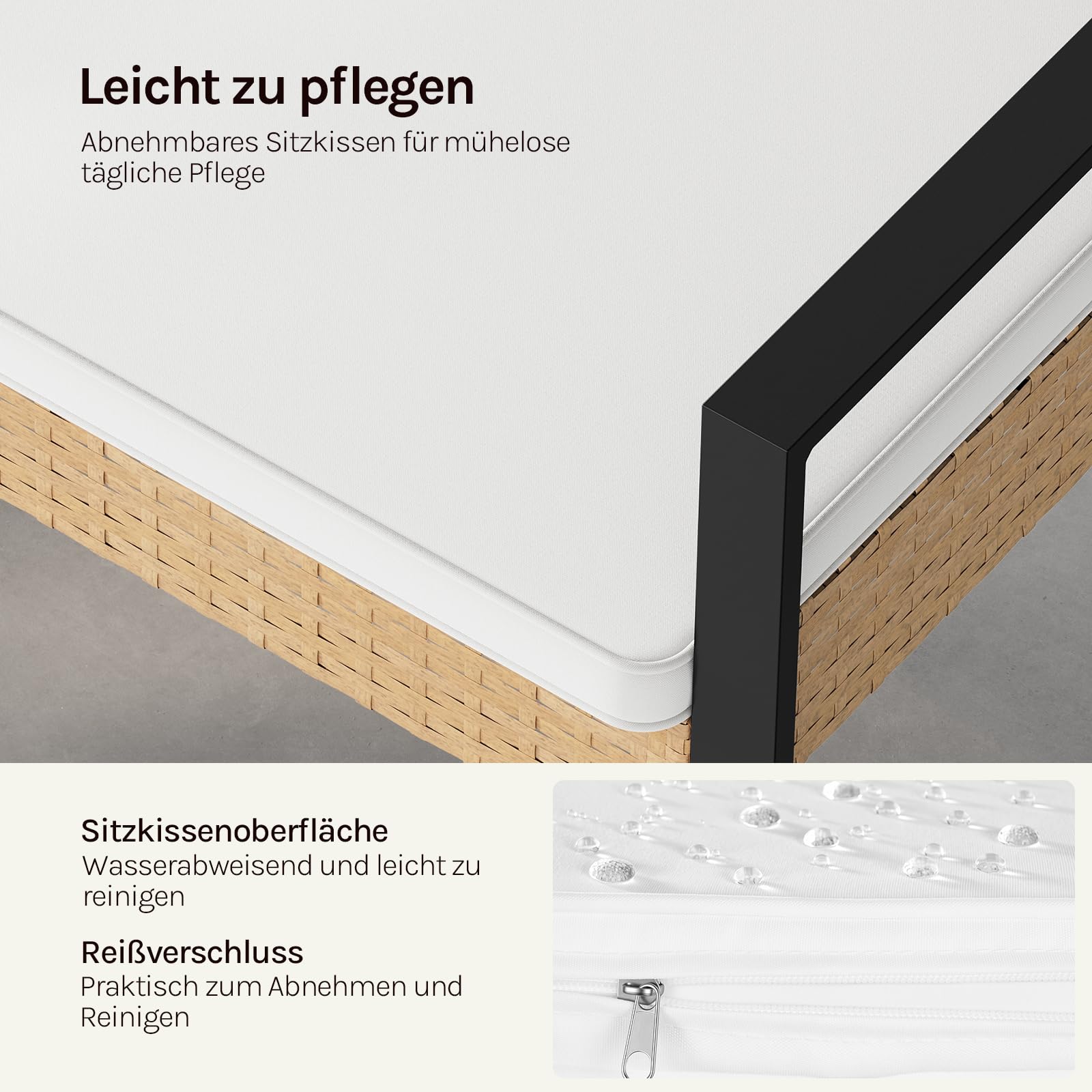 WOLTU Rattan Gartenmöbel 4-teilig mit 1 Sitzer Sofa 2 Sessel 1 Couchtisch und Kissen Lounge Möbel Outdoor Balkonmöbel Kleiner Balkon Sitzgruppe Gartencouch Terrassenmöbel Set für Garten Terrassen
