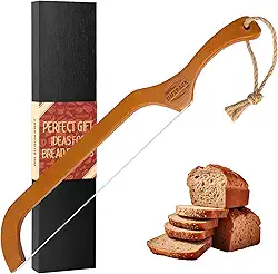 Faca de tigela de pão de madeira para fermento de pão caseiro, fatiador de pão de fermento para pão azedo, bagels, frutas, design em forma de laço, fácil de cortar - laranja