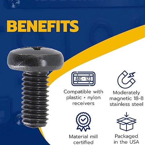 Miniatura 5 de Tornillos para placa de matrícula de Audi y VW, Phillips 18-8, acero inoxidable, tornillos M6-0.039 x 0.394 in (paquete de 4)