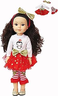 Red & Gold Little Penguin Outfit 3pc for 14-Inch Dolls | Premium Quality & Trendy Design | Dolls Clothes