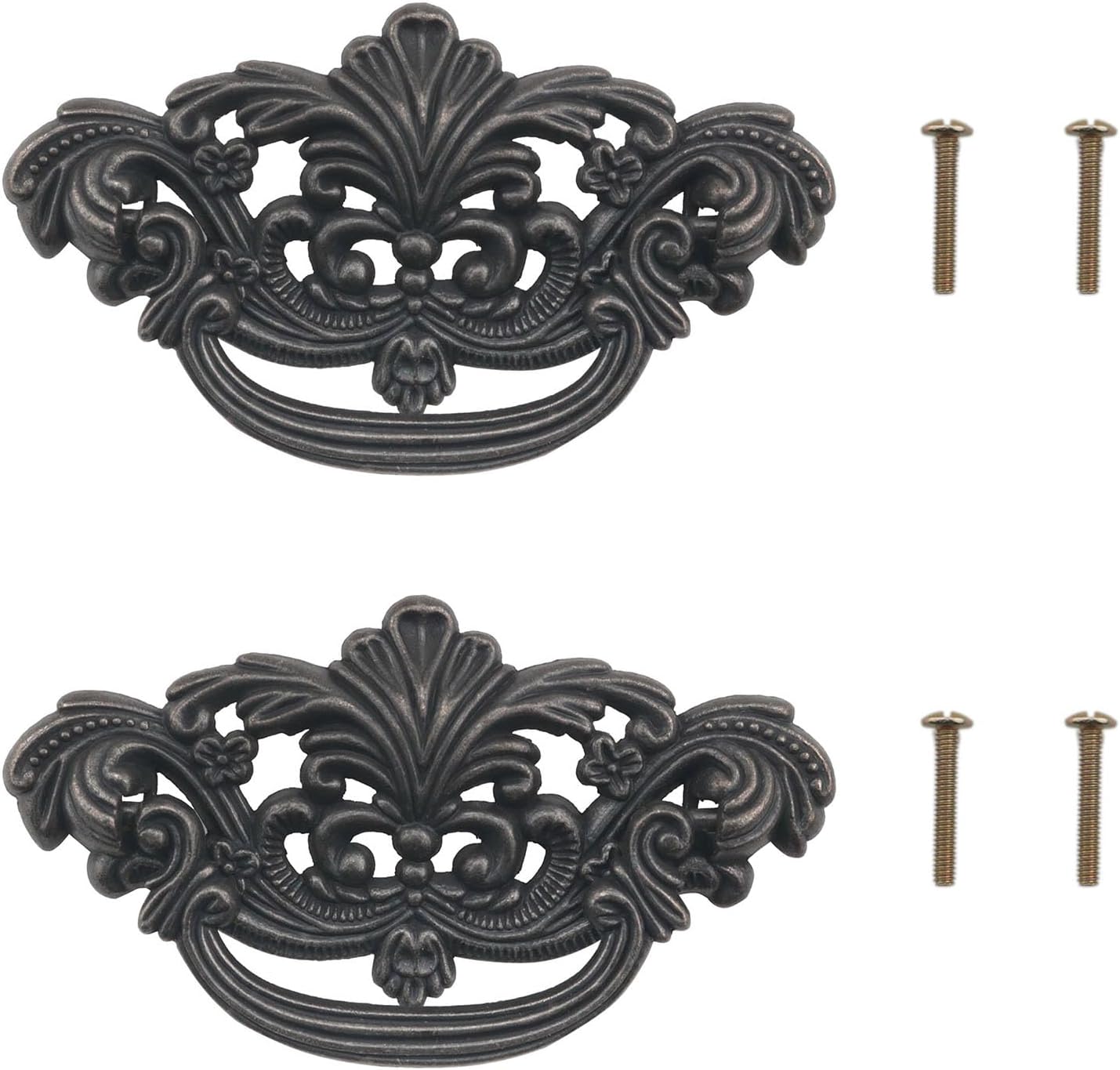 CHENJIN 2PCS Skeletonized Cabinet Door Bronze Pulls 3 inch Vintage Bronze Color Drawer Pulls Zinc Alloy Dresser Pulls for Wardrobe Kitchen Cabinet Handles