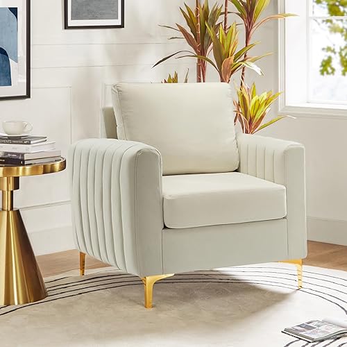 HULALA HOME Silla de Club de Acento de Terciopelo, Sillón Moderno de Terciopelo Tapizado Silla de Sofá de Club de Acento con Patas de Metal Dorado