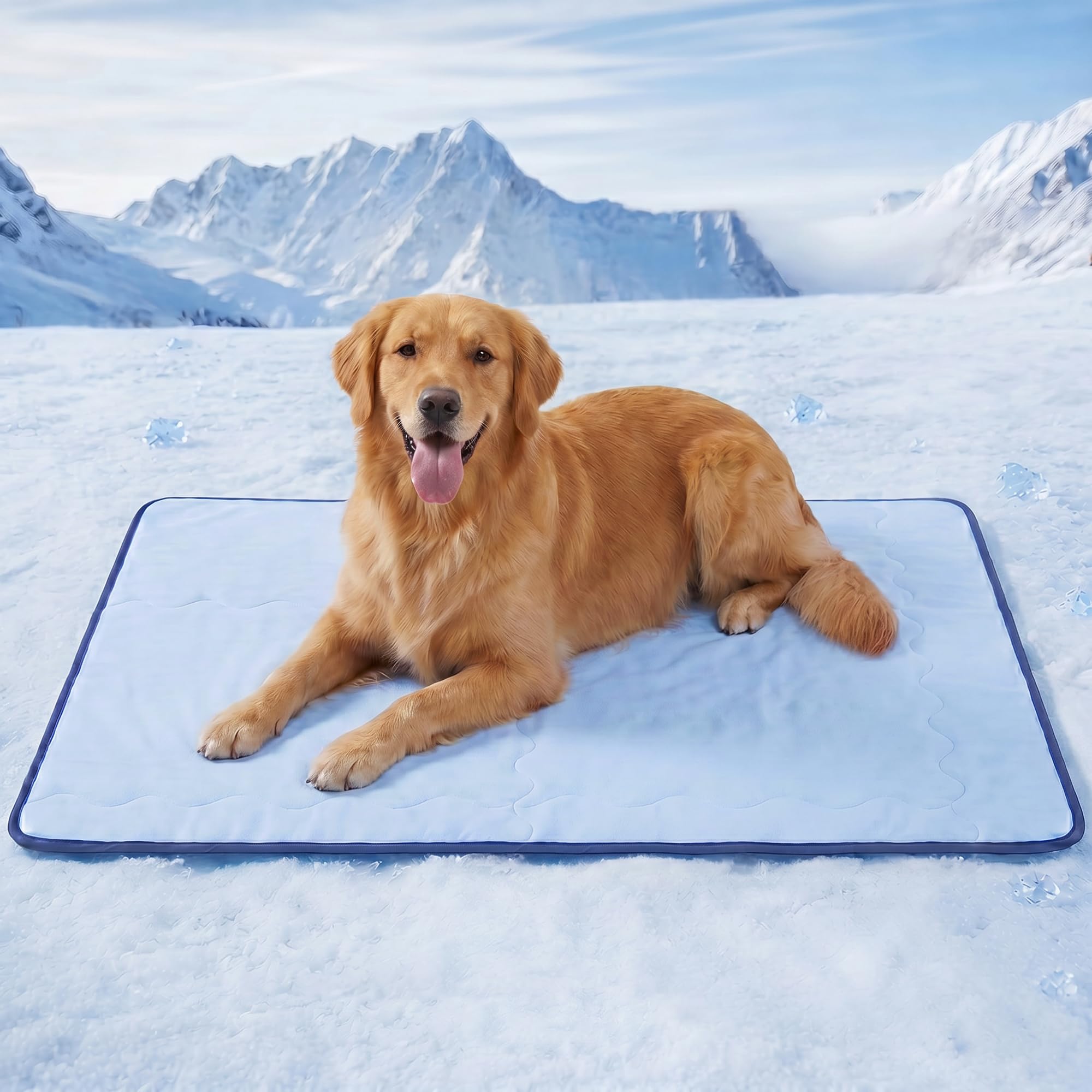 Deconovo Tapis Rafraîchissant pour Chien et Chat, Auto-refroidissant, Respirant, Pliable, pour Intérieur et Extérieur, 150x100 cm, Bleu Clair