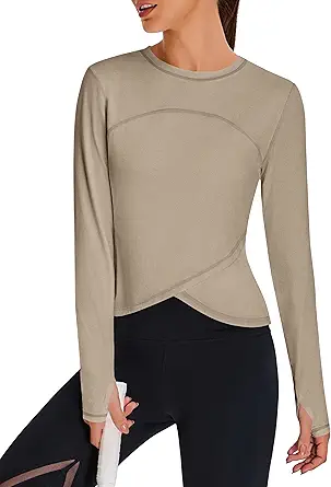 BMJL Womens Workout Tops Black Long Sleeve Shirts Fall Yoga Hiking Tshirts Cute Crop Tops Gym Thumb Hole