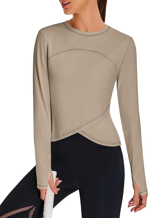 BMJL Womens Workout Tops Black Long Sleeve Shirts Fall Yoga Hiking Tshirts Cute Crop Tops Gym Thumb Hole