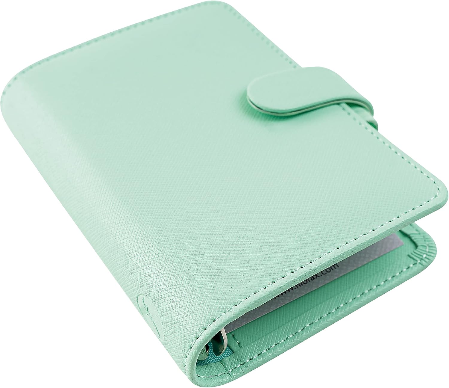 Filofax Saffiano Organizer, Mini Size, Neo Mint - Cross-Grain, Leather-Look, Five Rings, Week-to-View Calendar Diary, Multilingual, 2025 (C028804-25)