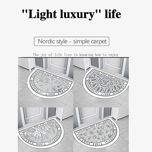Miniatura 4 de Tapete de medio círculo personalizado, para puerta de entrada, entrada, interior, exterior, exterior, para puerta trasera, borde gris, 15.7 x 23.6 in