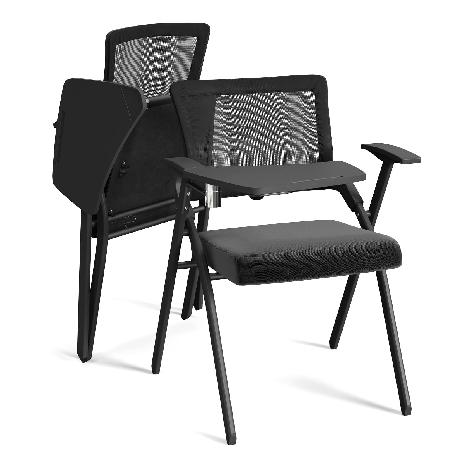 chaises Pliantes,Chaise Portable et Pliable avec écritoire, Cadre en métal, avec Dossier, Chaise de Table pour Salon, Bureau, Salle à Manger, Noir (Lot de 1)