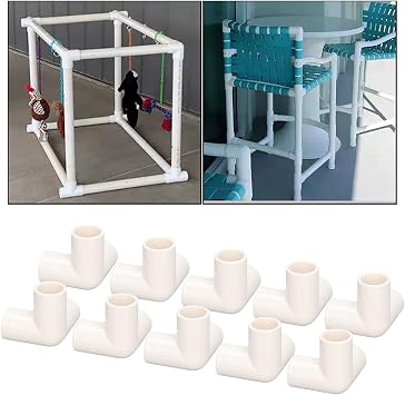 Dioche 10PCS 3 Way Pipe Fittings PVC Plastic Tee Fitting Elbow Corner Connector 25mm Inner Diameter High Gloss PVC Fittings (White)