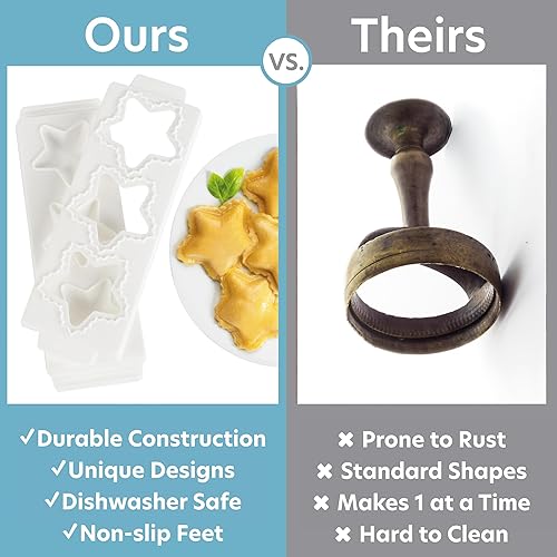 Vista 41 de Mini moldes para ravioles de corazón de 2 pulgadas, máquina de pasta rellena casera, bandeja de 2 piezas y prensa para hacer 8 raviolis rellenos a